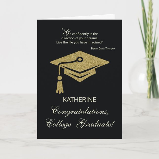 College Graduation Grattiss Black Guld look Kort (Framsida)