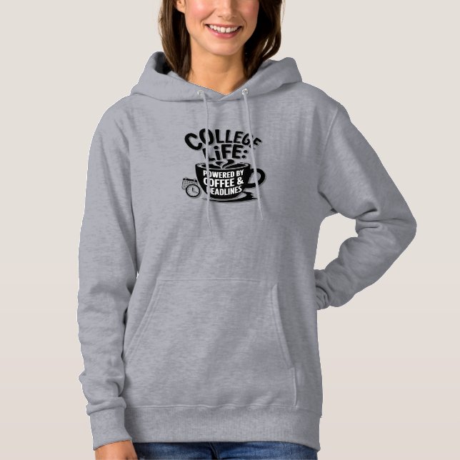 "College Life Powed by Coffee - Fuel Your Days i T Shirt (Framsida)
