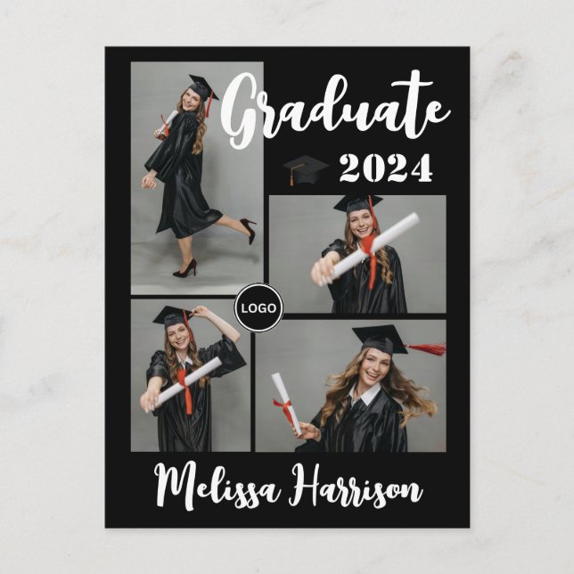 College Logotyp Student Photo Collage-meddelande Vykort (Framsida)