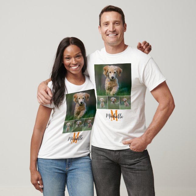 College Photo Monogram Script Namn Unisex Anpassni T Shirt (Unisex)