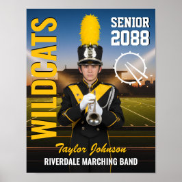 College Senior Marchingbandets fotbollag foto Poster