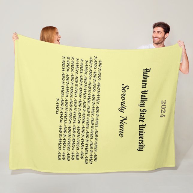 College Sorority Personalize Fleece Blanket (På plats)