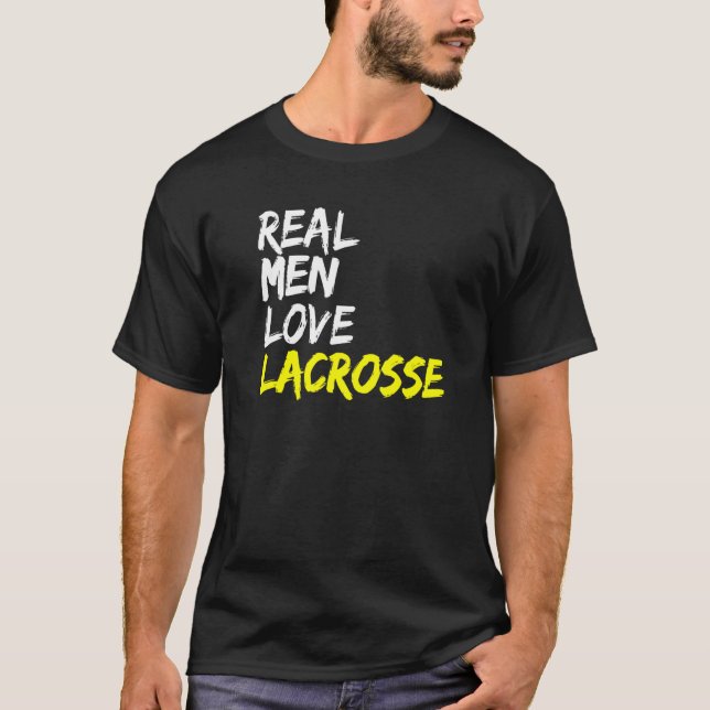 College Sports Lacrosse Player som säger Real Mana T Shirt (Framsida)