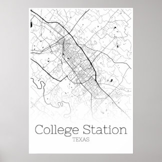 College Station Karta - Texas - City Karta Poster