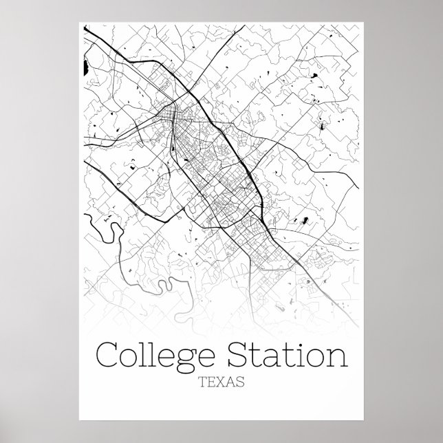College Station Karta - Texas - City Karta Poster (Framsidan)