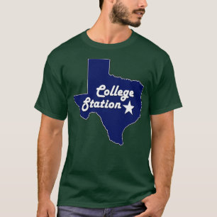 College Station Texas Navy Blue Lone State Karta T Shirt