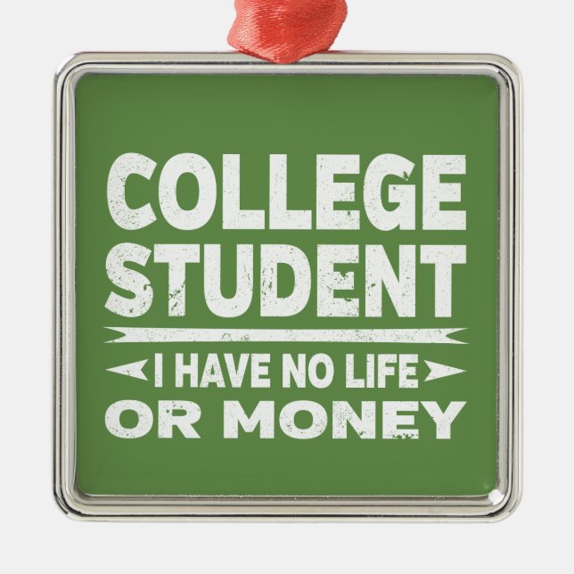 College Student I har inget liv eller pengar Julgransprydnad Metall (Framsidan)