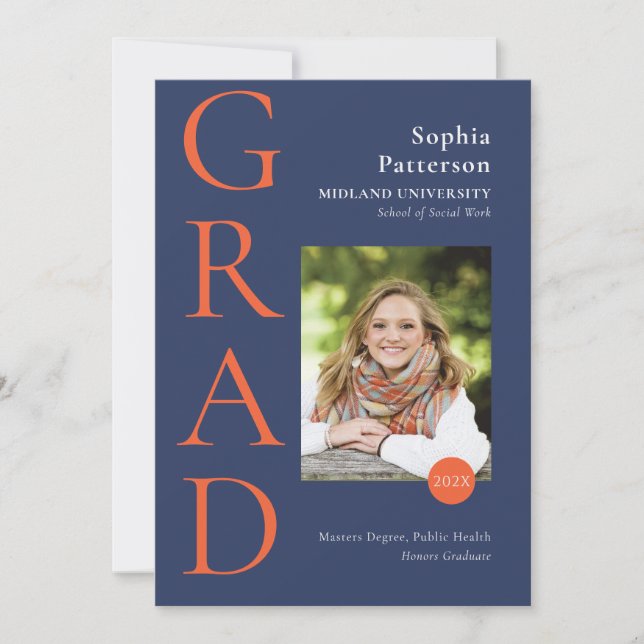 College Student Photo Blue & Orange Meddelande (Framsida)