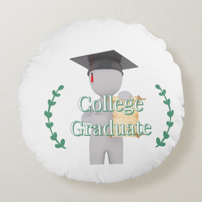 College Student Rund Kudde (Framsidan)