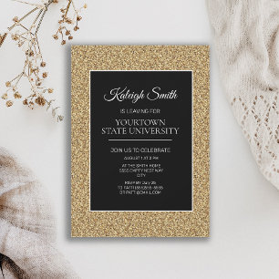 College Trunk Fest Elegant Guld Glitter Svart Inbjudningar