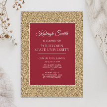 College Trunk Party Elegant Guld Glitter Red