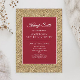 College Trunk Party Elegant Guld Glitter Red Inbjudningar