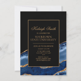 College Trunk Party Elegant Navy Blue Marble Inbjudningar