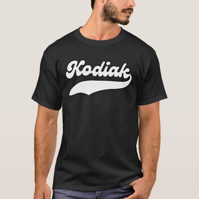 College Universiteten stil Kodiak City Alaska retr T Shirt (Framsida)