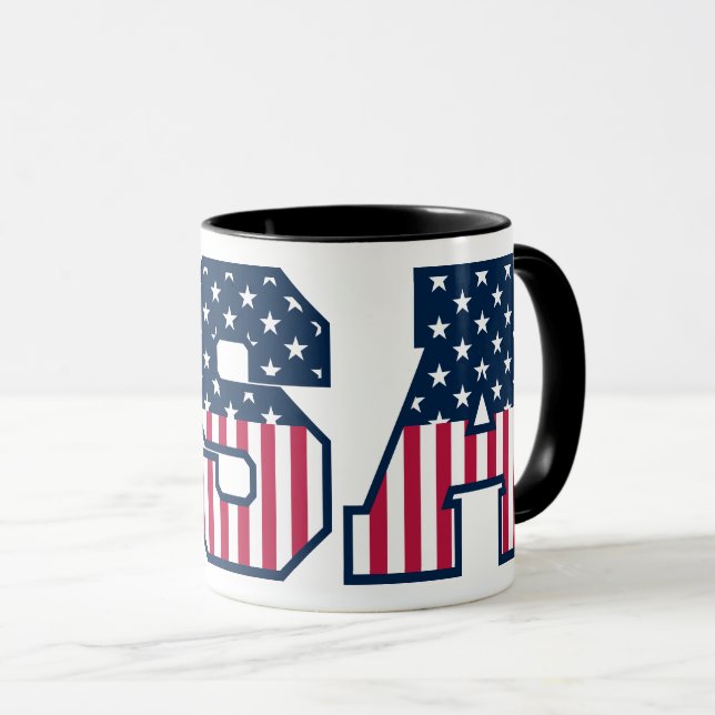 College USA Font Red White Blue Stars And Stripes Mugg (Framsida höger)