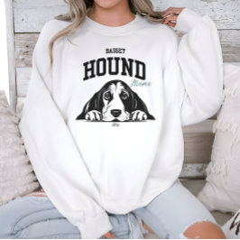 College Varsity Stil Basset Hound Mamma Hund älska T Shirt
