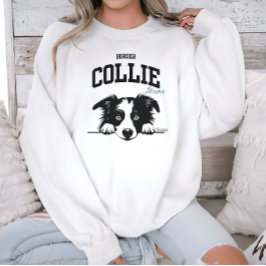 College Varsity Stil Script Gräns Collie Mamma T Shirt