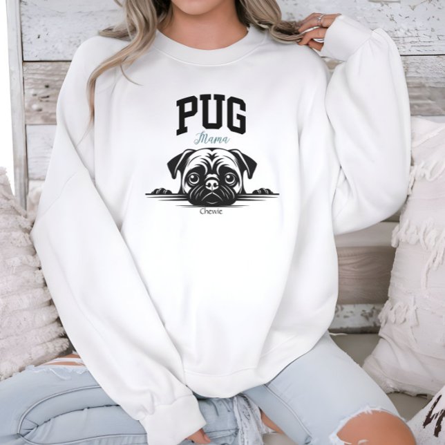 College Varsity Stil Script Pug Mamma Hund älskare T Shirt (Skapare uppladdad)