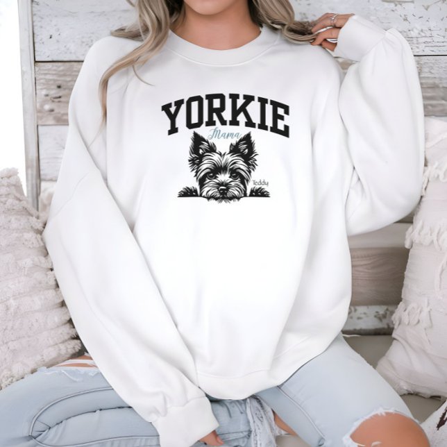 College Varsity Stil Script Yorkie Mamma T Shirt (Skapare uppladdad)