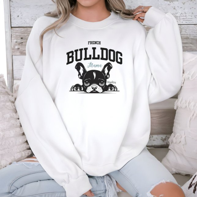 College Varsity Stil skript French Bull Dog Mamma T Shirt (Skapare uppladdad)