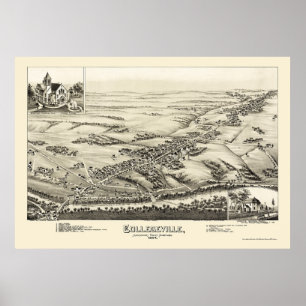 Collegeville panorama- karta för PA - 1894 Poster