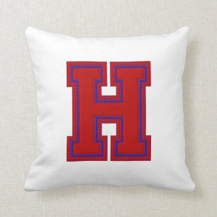 Collegiate Brev Dekorativ kudde, Red-Blue H Kudde