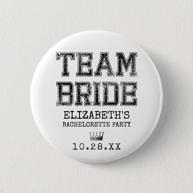 Collegiate Team Bride Bachelorette Party Knapp (Framsida)