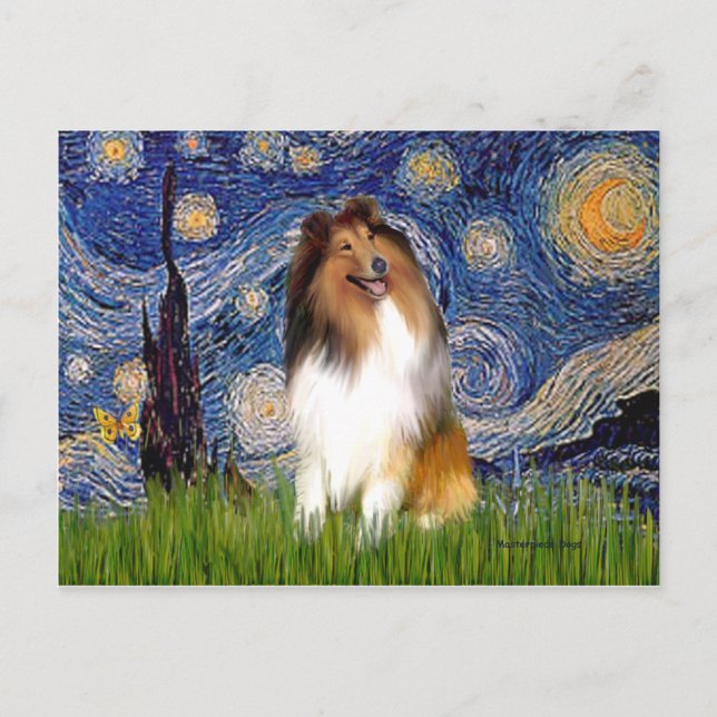 Collie 1 - Starry Natt Vykort (Framsida)