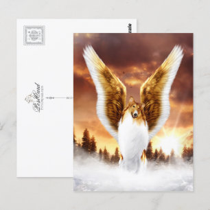 Collie Angel i Winter Sunset Vykort