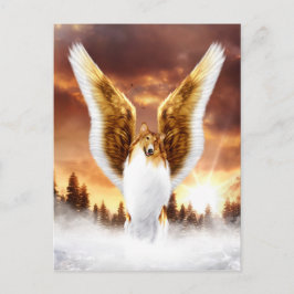 Collie Angel i Winter Sunset Vykort