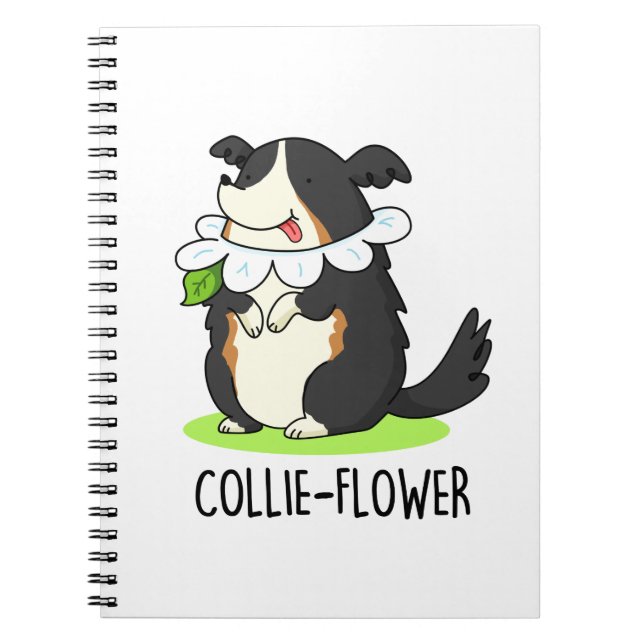 Collie-blomma Rollig Border Collie Hund Puns  Anteckningsbok (Framsidan)