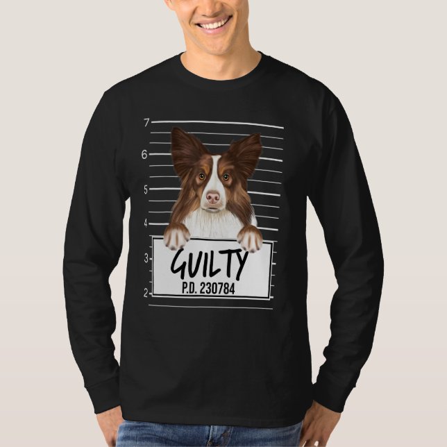 Collie Brottsfoto Skyldig Hund T Shirt (Framsida)