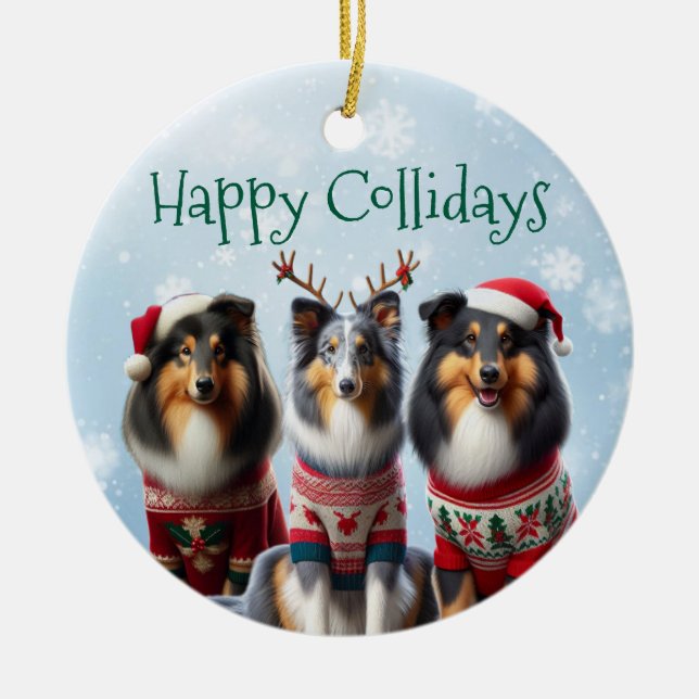 Collie Christmas Ornaments  Julgransprydnad Keramik (Framsidan)