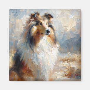 Collie Dog - Lojal Blick Målning Magnet