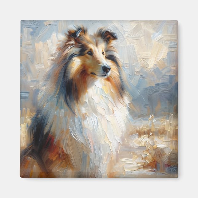 Collie Dog - Lojal Blick Målning Magnet (Framsidan)