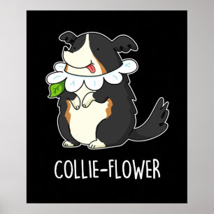 Collie-Flony Funny Gräns Collie Hund Pun Mörk BG Poster