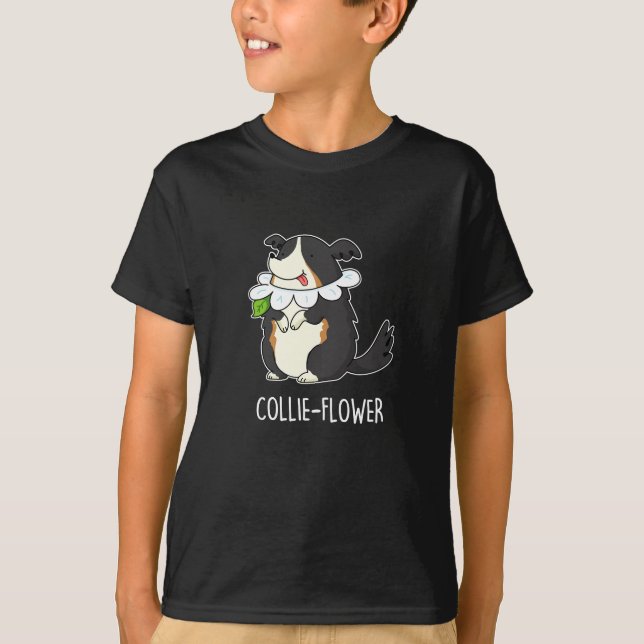 Collie-Flony Funny Gräns Collie Hund Pun Mörk BG T Shirt (Framsida)