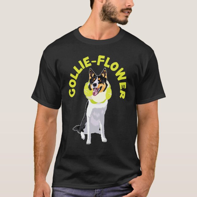 Collie Flower Hund Puppy Tass Kärlek Gräns Collie  T Shirt (Framsida)
