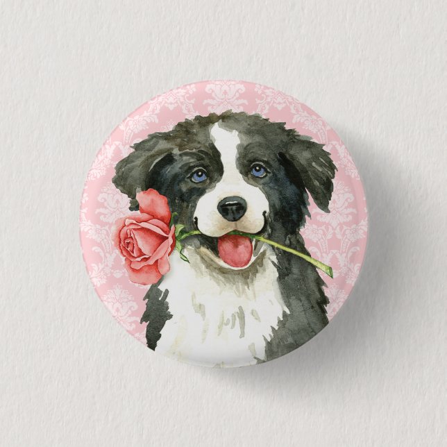 Collie för valentinrogräns knapp (Framsida)