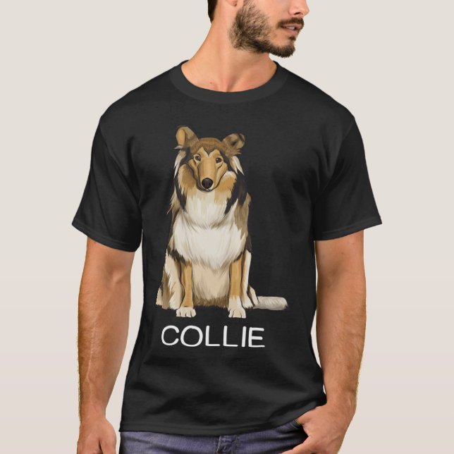Collie Galen Hund T Shirt (Framsida)