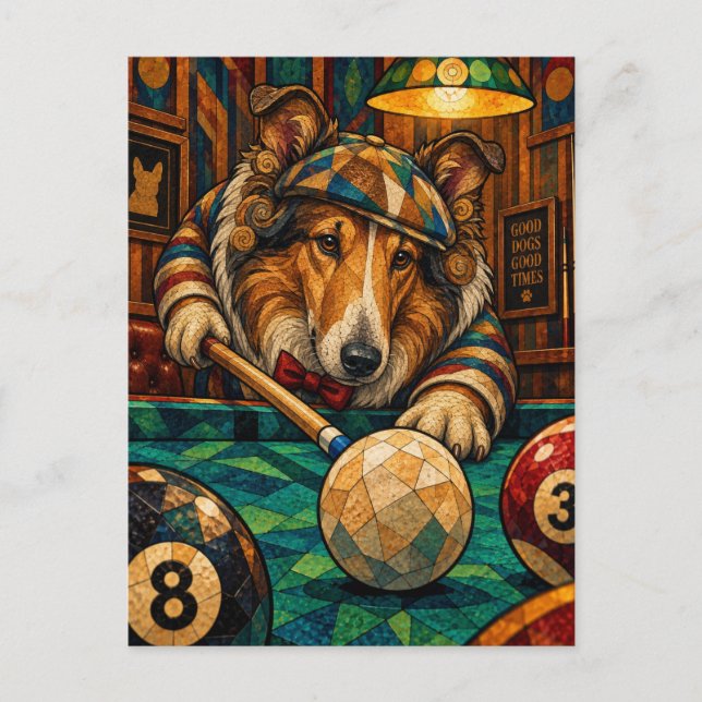 Collie, geometriskt mosaik vykort (Framsida)