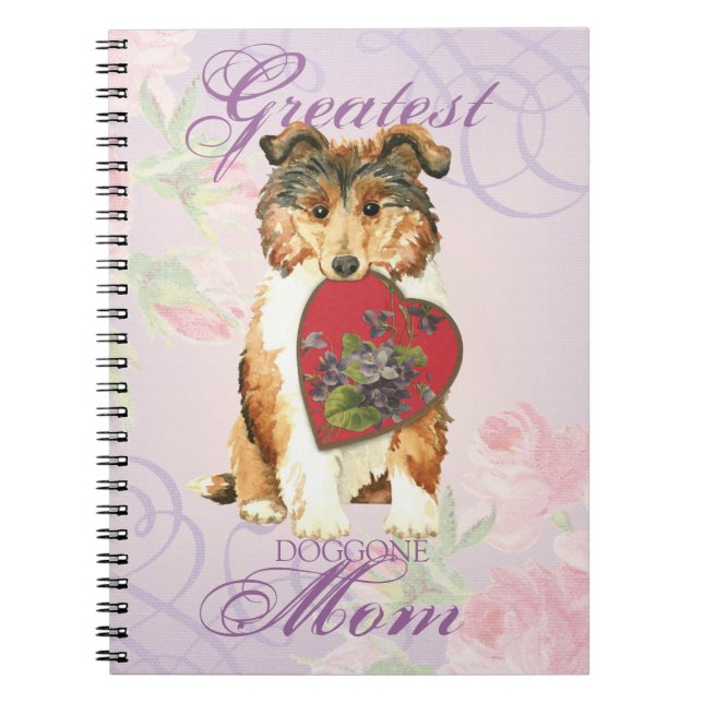 Collie Heart Mamma Anteckningsbok Med Spiral (Framsidan)