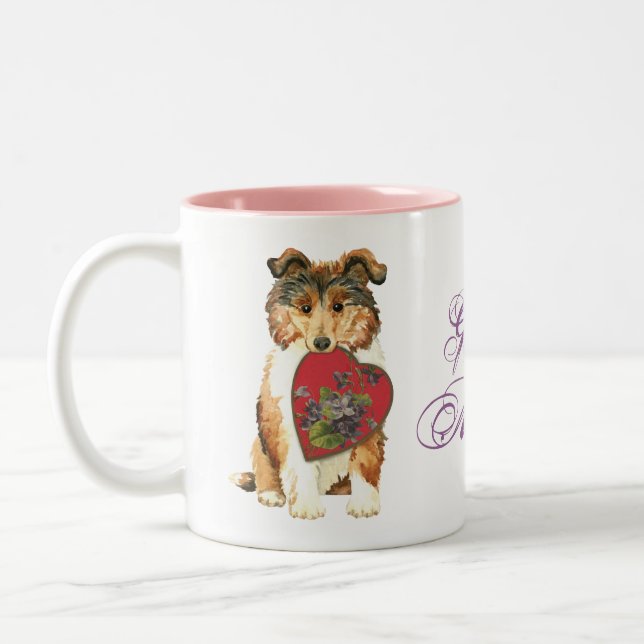 Collie Heart Mamma Två-Tonad Mugg (Vänster)