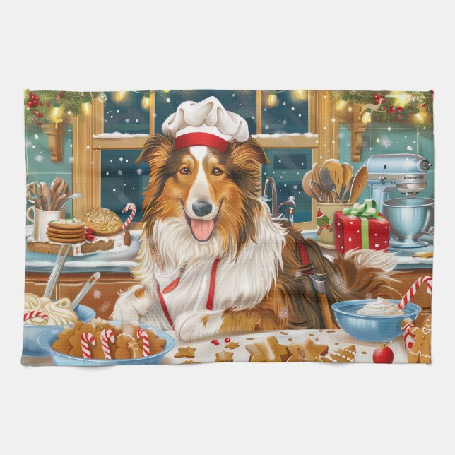 Collie Helgdag Baking: God jul Kökshandduk (Horisontell)