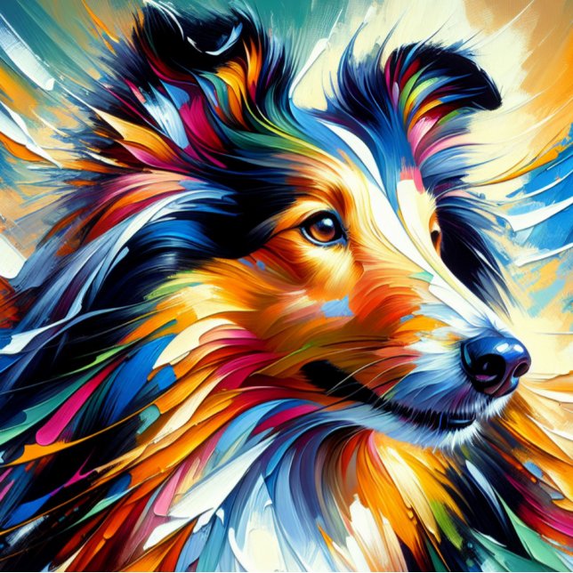 Collie Hund Akryltryck | Färgrik | Livfull Pussel (Skapare uppladdad)