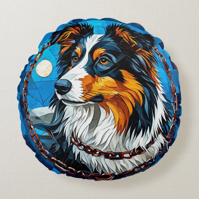 Collie Hund Älskare Present Rund Kudde (Framsidan)