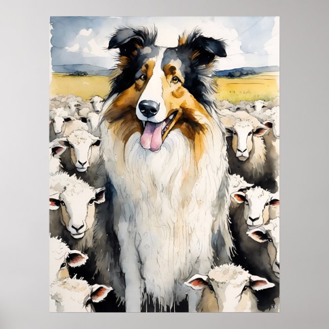 Collie - Hund Art Print Poster (Framsidan)