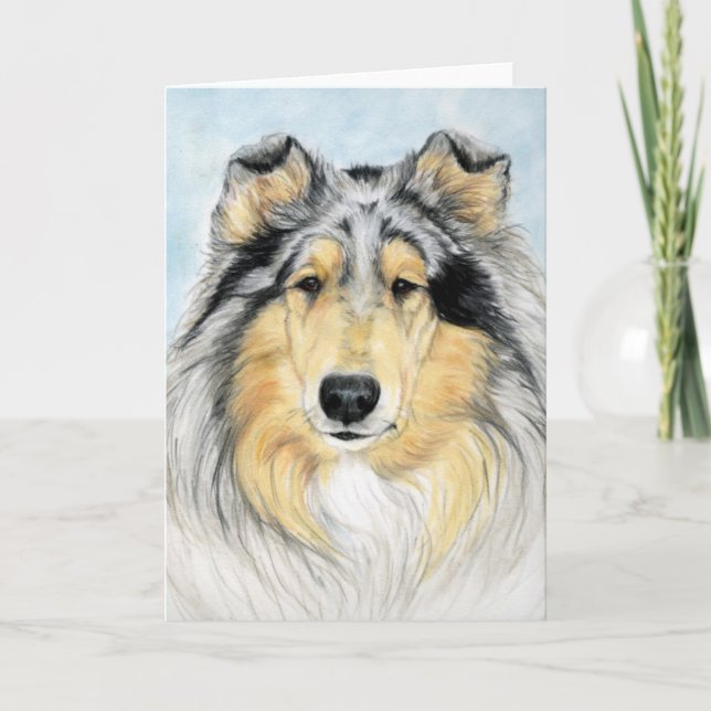 "Collie Hund Art Reproduction Notecard" Kort (Framsida)