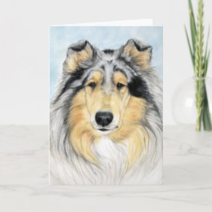 "Collie Hund Art Reproduction Notecard" Kort