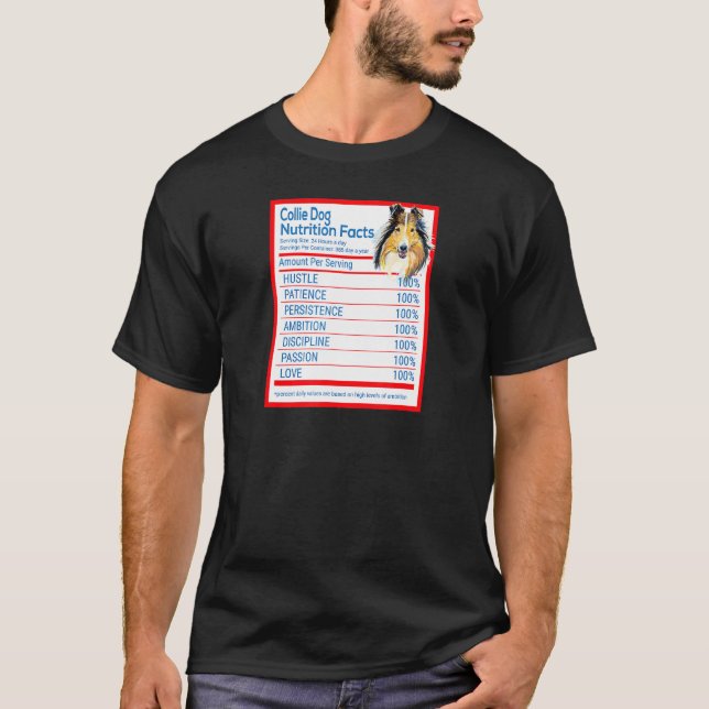 Collie Hund aveln Owner Funny Nutrition Facts T Shirt (Framsida)
